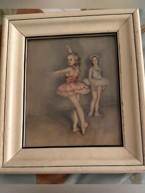 Vintage Mid-Century Pal Fried Ballerina Framed Art Print Shabby Chic Retro